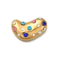 (52) Непрозрачная лаванда 304 кулон из нержавеющей стали, со стразами, боб, разноцветные, 25x20x5.5 мм, отверстие : 2 мм