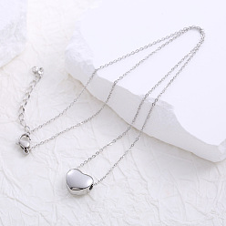 Нержавеющая Сталь Цвет Ожерелья с подвесками в форме сердца из нержавеющей стали для женщин, цвет нержавеющей стали