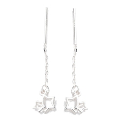 Серебро 999 тонкие серьги-звездочки из стерлингового серебра, серьги, серебряные, 20x7 мм