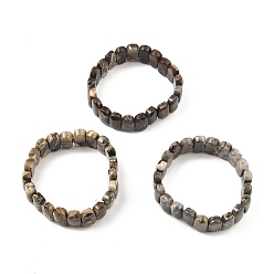 Mexican Agate Natural Mexican Agate Oval Stretch Bracelets, Tile Bracelet, Inner Diameter: 2-1/8~2-1/4 inch(5.5~5.8cm)