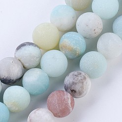 Flower Amazonite Матовые круглые бусы из амазонита из натуральных цветов, 6~6.5 мм, отверстие : 1 мм, около 58~60 шт / нитка, 15 дюйм