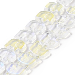 Clear AB Transparent Glass Beads Strands, Elephant, Clear AB, 10x12x3mm, Hole: 1mm, about 45~48pcs/strand, 14~14.5 inch(36~37cm)