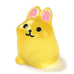 Gold Rabbit Luminous Resin Display Decorations, Glow in the Dark, for Car or Home Office Desktop Ornaments, Gold, 17.5x16x21.5mm