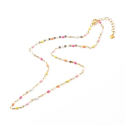 Золотой 304 из нержавеющей стали ссылка цепи ожерелья, с эмалью, золотые, 17.12 дюйм (43.5 см)