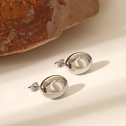 Нержавеющая Сталь Цвет Модные овальные серьги-гвоздики из нержавеющей стали для женщин, цвет нержавеющей стали, 304 мм