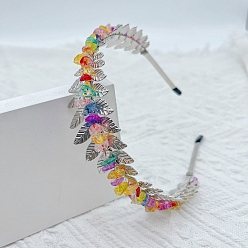 Кварц с Краклеем Резинки для волос с натуральным кракле и кварцевой крошкой, аксессуары для волос для невесты, с металлическим обручем для волос, 150x125x35 мм