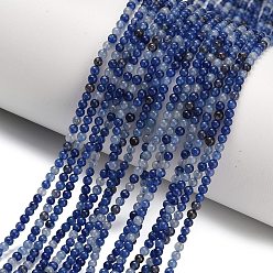 Синий Авантюрин Природные голубые авантюрин бисером пряди, круглые, окрашенная и подогревом, 2~2.5 мм, отверстие : 0.5 мм, около 174~178 шт / нитка, 14.96''~15.16'' (38~38.5 см)