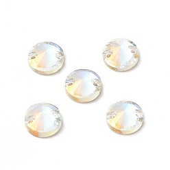 Light Crystal AB Конусообразная форма пришивается стразами, k 5 стеклянный страз, 2-отверстие ссылка, плоская спинка с покрытием, швейные украшения, свет кристалл AB, 8x3.5 мм, отверстие : 0.8 мм