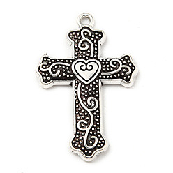 Antique Silver Tibetan Style Alloy Pendants, Cross, Antique Silver, 34x22x2.5mm, Hole: 1.6mm, 234pcs/500g