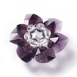 Фиолетовый Стеклянные бусины тканые, кассетные шарики, лотос, фиолетовые, 35x19 мм, отверстие : 8 мм