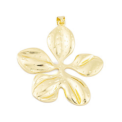 Настоящее золото 18K Стойки обшивки латунные подвески, без кадмия и без свинца, долговечный, цветок, реальный 18 k позолоченный, 43x40.5x2 мм, отверстие : 4x3 мм