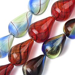 (52) Непрозрачная лаванда Бусины лэмпворк , слеза, разноцветные, 20~21.5x14~15 мм, отверстие : 1~1.8 мм