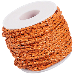 Легкий Лосось 19м плетеные шнуры из искусственной кожи, круглая фурнитура для браслета, светлый померанцевый, 3x3 мм