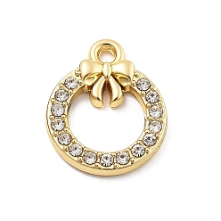 Золотой Подвески из сплава и страза, УФ-покрытием, Рождественский венок, золотые, 17x14x2 мм, отверстие : 1.6 мм