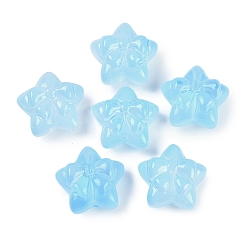 Небесно-голубой Прозрачная аэрозольная краска стеклянные шарики, звезды с бантом, голубой, 14x15x7 мм, отверстие : 1.2 мм