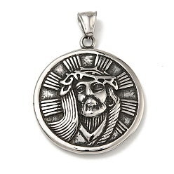 Human 316 хирургические подвески из нержавеющей стали, плоско-круглые, античное серебро, человек, 42x36.5x8 мм, отверстие : 4x8 мм