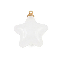 Прозрачный 304 подвески из нержавеющей стали смолы, звезда очарование, золотые, прозрачные, 26x23x12.5 мм, отверстие : 1.6 мм
