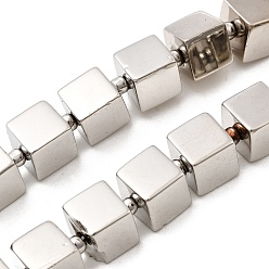 с Платиновым Покрытием Стеклянные бусины с гальваническим покрытием , кубические, с покрытием платиным, 8~8.5x8~8.5x8~8.5 мм, отверстие : 1.2 мм, около 40 шт / нитка, 15.75'' (40 см)