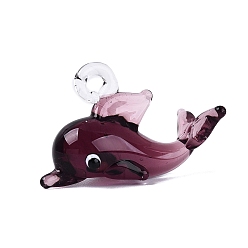 Фиолетовый Подвески лэмпворк ручной работы, прелести дельфинов, фиолетовые, 21~25x39.5~42x17~20 мм, отверстие : 3~4 мм