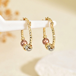 Круглые Латунные серьги обруча, реальный 18 k позолоченный, круглые, 20x25 мм