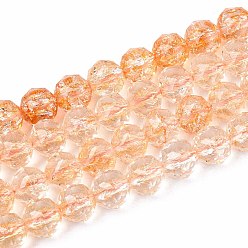 Сэнди Коричневый Хрустящие прозрачные стеклянные бусины нити, круглые, граненые, песчаный коричневый, 7.5~8 мм, отверстие : 1~1.2 мм, около 52~53 шт / нитка, 14.76~15.35 дюйм (37.5~39 см)