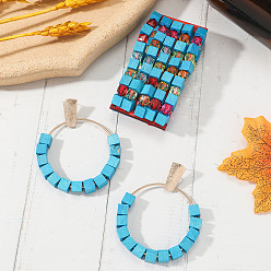 Темно-Голубой Многослойные браслеты и серьги в стиле бохо из сплава смолы и дерева для женщин, кубические, глубокое синее небо, 70 мм