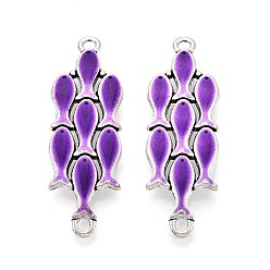 Темная Орхидея Подвески из сплава эмали, ссылки на рыбные кластеры, античное серебро, темные орхидеи, 44.5x14.5x5 мм, отверстие : 2.2 мм