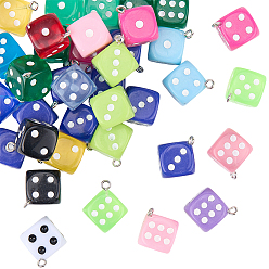 (52) Непрозрачная лаванда 40 шт. 2 цвета прозрачные/непрозрачные акриловые эмалевые подвески, игральная кость, разноцветные, 22.5~23.2x18.1~18.5x14~18.5 мм, отверстие : 2 мм, 20 шт / стиль