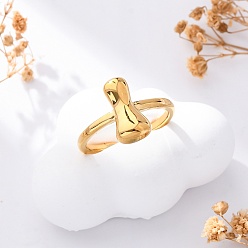 Letter I 304 открытые манжеты из нержавеющей стали для женщин, буквы, реальный 18 k позолоченный, Буква "i", 13~14x7~15 мм