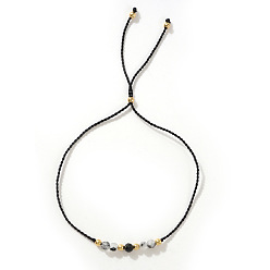 Природный Драгоценный Камень Регулируемые браслеты-слайдеры с натуральными драгоценными камнями и латунными бусинами для женщин, круглые, с нейлоновым шнуром, 11.02 дюйм (28 см)