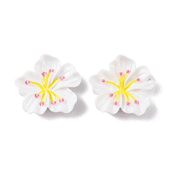 Белый Кабошоны из смолы, цветок, белые, 27x29.5x7.5 мм