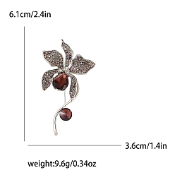 Сиена Брошь из сплава и стеклянных страз, цветок для женщин, платина, цвет охры, 61x36 мм