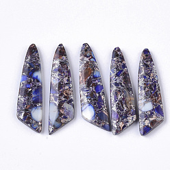 Colorful Synthetic Regalite/Imperial Jasper/Sea Sediment Jasper Pendants, Dyed Impression Jasper, Knife Shape, Colorful, 45x12x4mm, Hole: 1.2mm