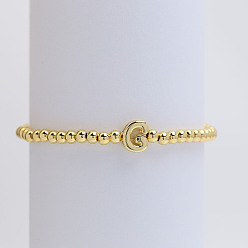 Letter G Латунные браслеты из бисера для женщин, буквы, золотые, Буква G, внутренний диаметр: 2-3/8 дюйм (6 см)