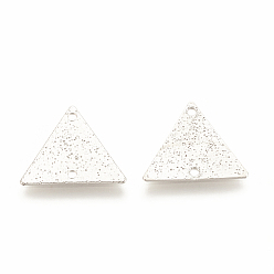 Real Platinum Plated Brass Links, Triangle, Nickel Free, Real Platinum Plated, 13x15x0.5mm, Hole: 1mm
