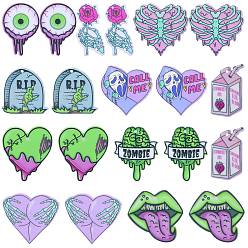 (52) Непрозрачная лаванда 18шт 9 стили акриловый кулон Хэллоуин террор глаз бусины большой язык любовь скелет ручной кулон сделай сам ювелирные аксессуары, разноцветные, 34x30.5 мм, отверстие : 1.6 мм