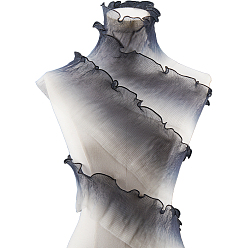 Черный 5ярдов полиэстеровой плиссированной кружевной ленты, отделка из органзы, для декоративной одежды, чёрные, 4-1/2 дюйм ~ 4-3/4 дюйм (115~120 мм), 5 ярдов / комплект