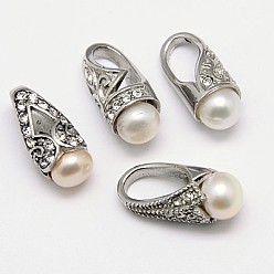 (52) Непрозрачная лаванда 316 l хирургические подвески из нержавеющей стали, с натуральным культивированным пресноводным жемчугом и фианитом, слеза, разнообразные, разноцветные, 17~18x8~9 мм, отверстие : 7~10x5 мм, разноцветные, 17~18x8~9 мм, отверстие : 7~10x5 мм