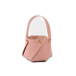 Pink Подарочные сумки из искусственной кожи, с заклепками, мешочки для конфет на свадьбу, розовые, 8x9 см