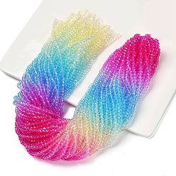 Разноцветный Прозрачные окрашенные стеклянные бусины, граненые, рондель, красочный, 3.7x3.2 мм, отверстие : 0.7 мм, около 105 шт / нитка, 13.39'' (34 см)