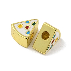 Настоящее золото 18K Стойки покрытие латунь эмаль бисер, без кадмия и без свинца, долговечный, треугольные, реальный 18 k позолоченный, 10.5x9x5.5 мм, отверстие : 2.8 мм