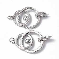 Платина Латунное микропейв, прозрачный кубический цирконий, складные застежки, с целью перехода в кольце, без кадмия, без никеля и без свинца, за половину пробурено бисера, кольцо, платина, Кольцо: 27.5x20x3.5 mm, штифты : 0.8 мм, застежка : 13.5x2.5x6.5 mm, отверстие : 1.2 мм, внутренний диаметр: 3 мм