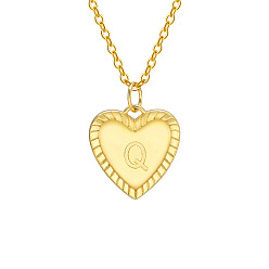 Letter Q Золотистый тон латунный кабель цепочка буква сердце кулон ожерелья для женщин, Буква Q, 15.75 дюйм (40 см)
