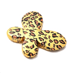 Золотистый Гальванопокрытие и распыление окрашенных акриловых бусин, бабочка с леопардовым принтом, золотые, 33x43.5x6.5 мм, отверстие : 2.5 мм