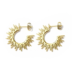 Золотой Ионное покрытие (ip) 304 серьги-гвоздики из нержавеющей стали, полукруглые серьги для женщин, золотые, 1.5x24.5 мм, штифты : 0.8 мм