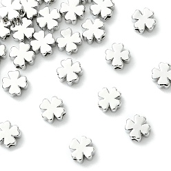 Real Platinum Plated SHEGRACE Brass Clover Beads, Cadmium Free & Nickel Free & Lead Free, Real Platinum Plated, 5.5x5.5x3mm, Hole: 1.2mm
