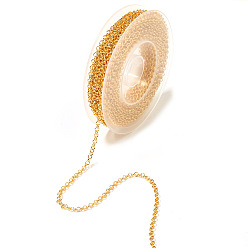 Золотой Роло железа цепи, отрыгивающая цепь, плоско-круглые, с катушкой, пайки, золотые, 3 мм, около 32.81 футов (10 м) / рулон