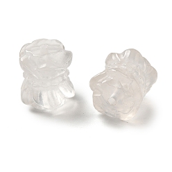 Хрусталь Природный кристалл кварца бусины, горный хрусталь цветочные бусины, 13x11.5 мм, отверстие : 1.4 мм