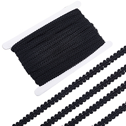 Черный 27.5ярдов полиэстеровой кружевной ленты, аксессуары для одежды, с картой дисплея 1pc картона, чёрные, 1/4 дюйм (7 мм)