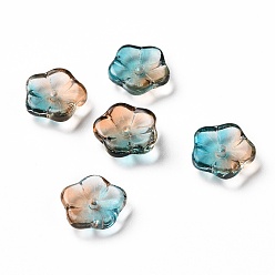 Light Salmon Transparent Spray Painted Glass Beads, Sakura Flower, Light Salmon, 9.5x10x3mm, Hole: 1.2mm